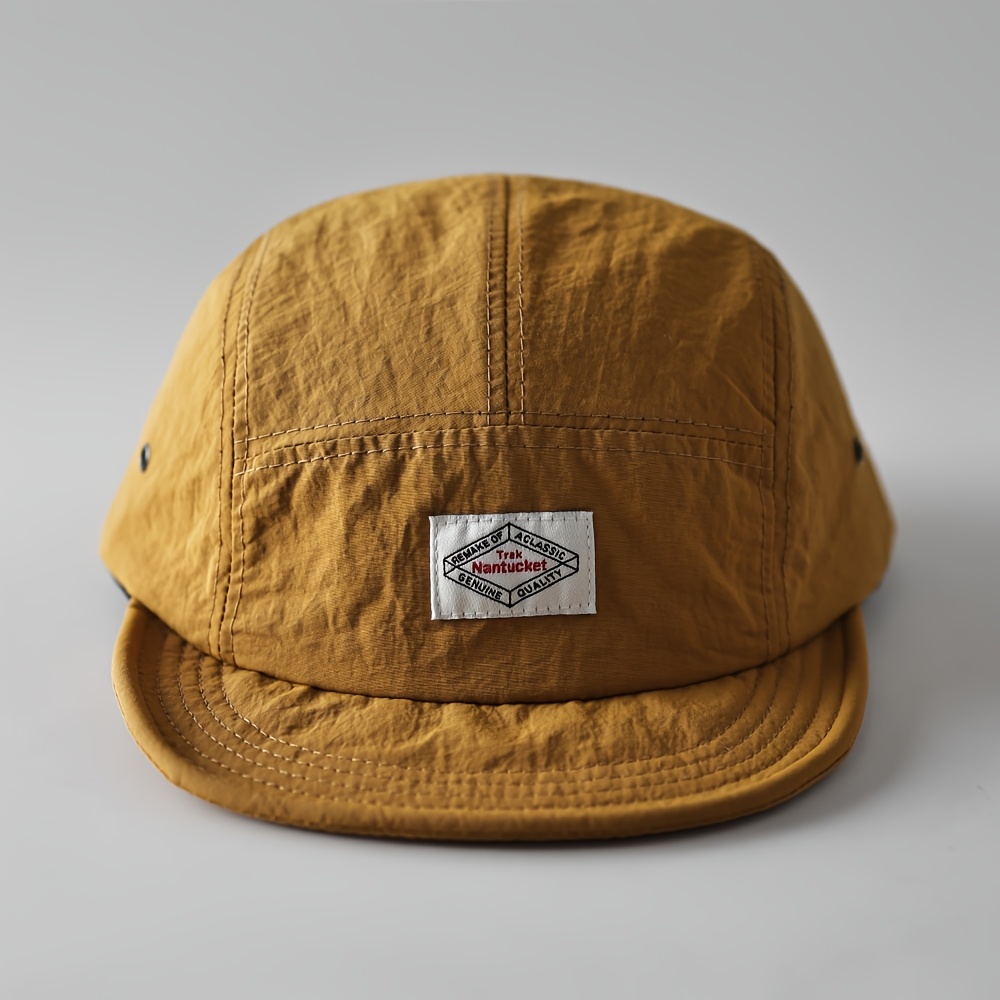 TEMU 1 /summer Unisex Japanese Vintage Woven Label Quick--panel Cap, Adjustable Short Brim Baseball Hat For Daily , Fashionable And Trendy