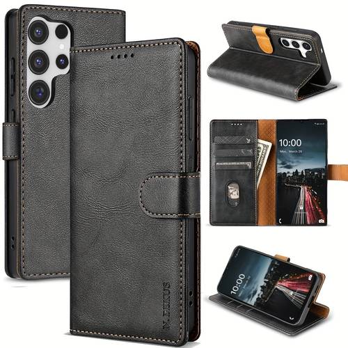 phone case synthetic leather case for samsung galaxy s26ultra s25 s24 s23 s22 s21 ultra s20 fe 5g with card holder kickstand flip cover phone wallet bag