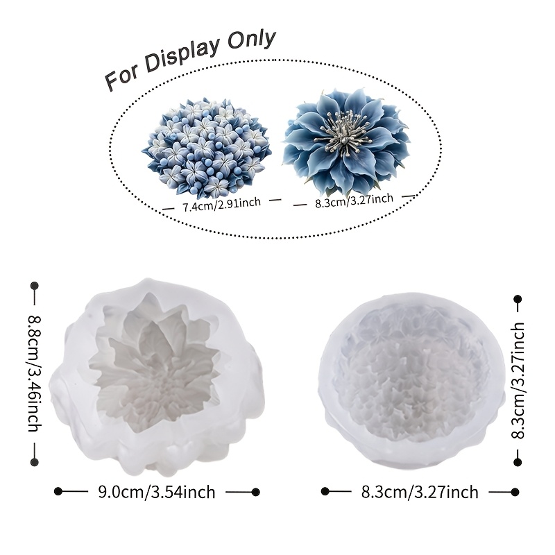 E-shop 2er-Set wiederverwendbare Silikonformen für Harzguss, Hochzeitsblumen- & Smaragdperlen-Blumenformen mit 3 floralen Schnitzereien, entformbare