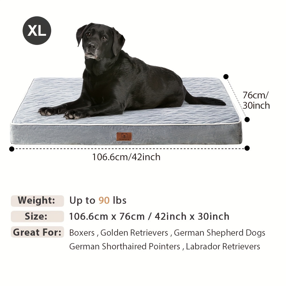 TEMU Bed For Large Dogs Large Orthopedic Dog Bed With Egg Crate Foam Support And Non-slip Bottom, High Quality And Machine Washable Removable Pet Bed Cover