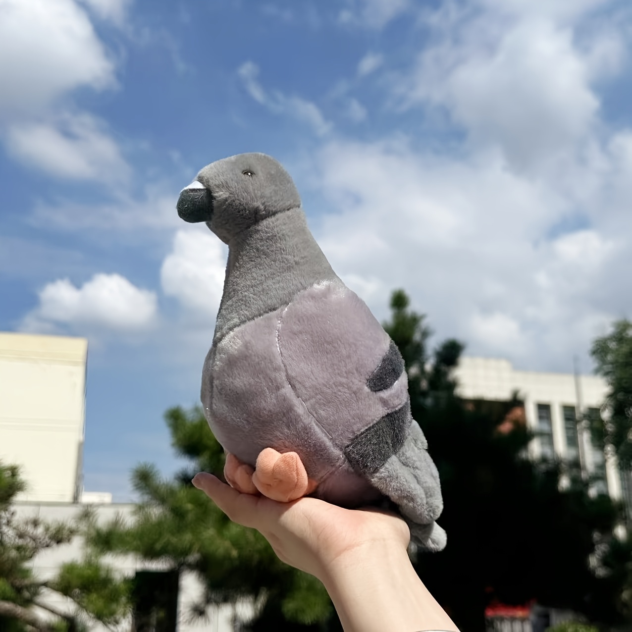 Image of Realistic Pigeon Plush Toys, Soft Lifelike Grey Pigeons Birds With Eyes Feather Home Decor Birthday Gifts