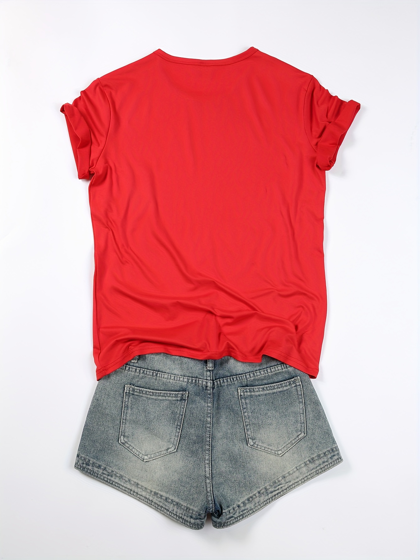 Women's Casual Solid Color Blank Short Sleeve T-Shirt - Round Neck Regular Fit Machine Washable Spring Summer Essential Versatile Top, Plain T Shirts for Ladies, Casual Attire, Minimalist Style, Smooth Texture