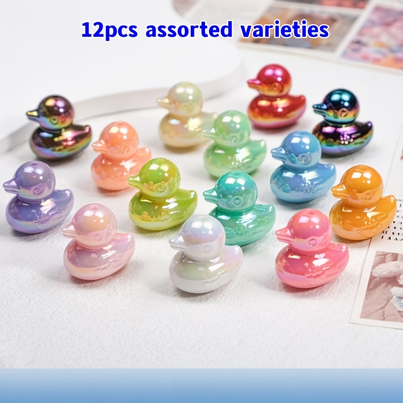 TEMU 12pcs Random Mixed Colors Colorful Duck Decorative Beads, Suitable For Sweatshirts And Skirts, Shoelace Charms, Sweatshirt Drawstring Decorative