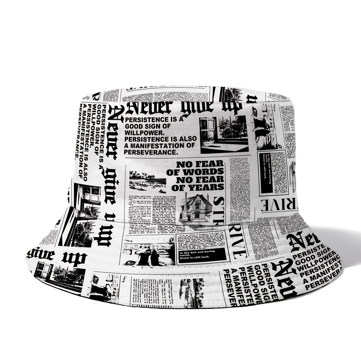 

Reversible Newspaper Hat - Funky Polyester Sun Protection Cap For Men And Women, Unique Couples' Design With Vintage , Sun Hat