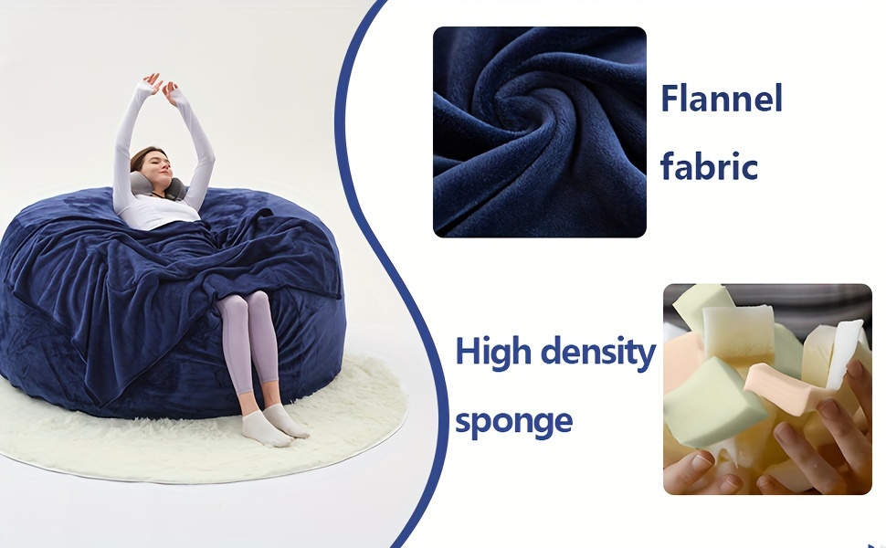 Enormous 6' Memory Foam Furniture Bean Bag( 3 Gifts: U-Shaped Pillow, Blanket Pillow, 6-Foot Rug) - Large Sofa with Soft Microfiber Cover