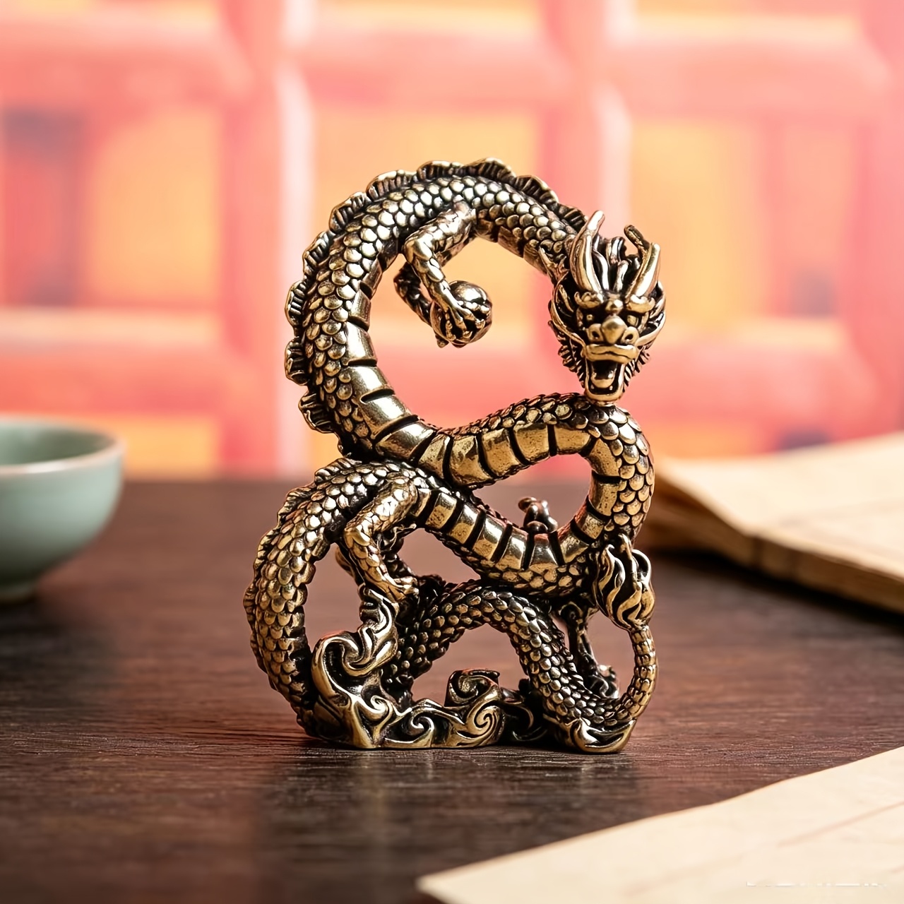 TEMU Brass Beads Ornaments Vintage Old Mini Handles Tea Table Collection Desktop Decoration