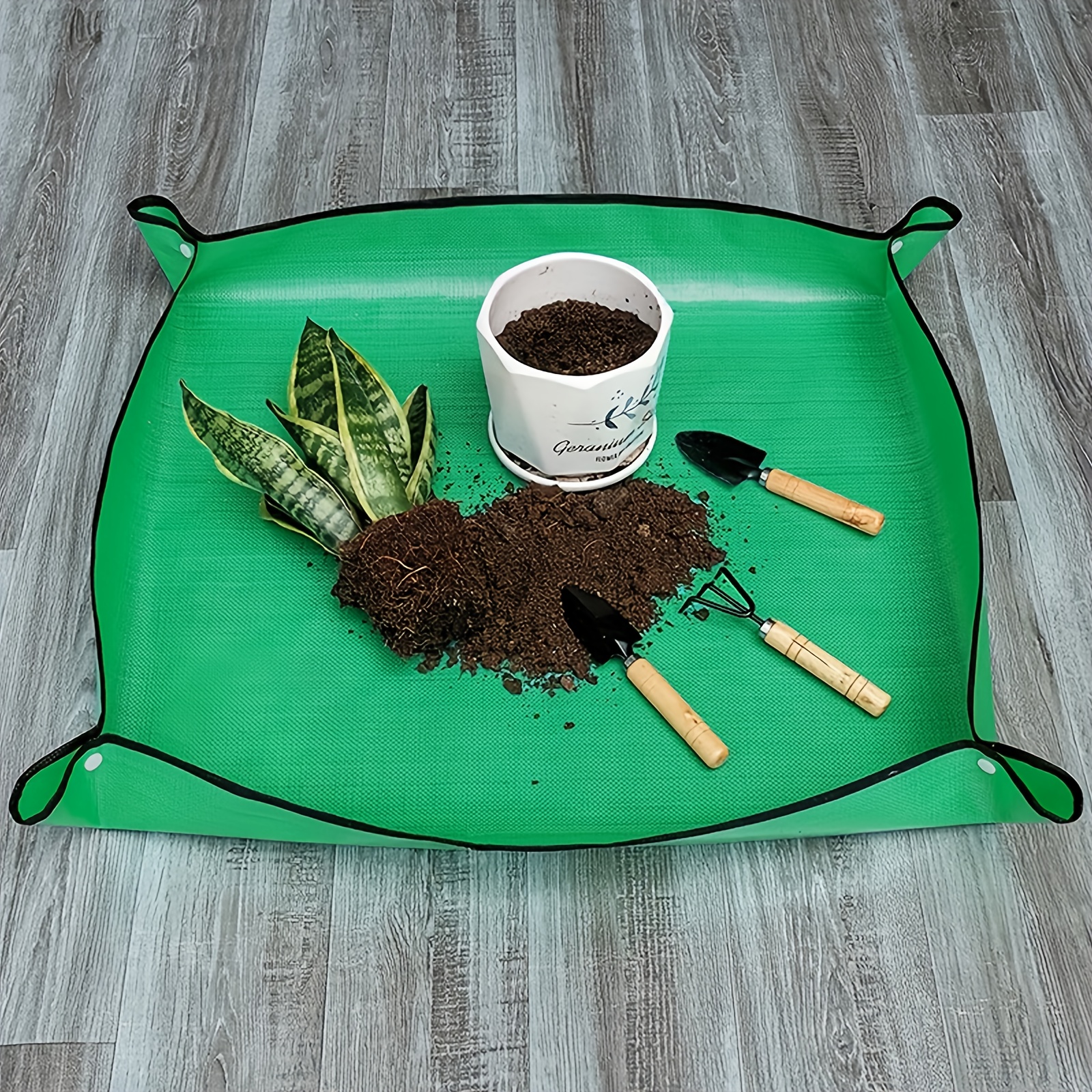 

Gardening Mat, Plant Potting Tarp, Soil Mixing And Flower Transplanting Pad, Plastic Kneeling Cushion With Corner Handles For Indoor Gardening, Potting, And Seedling Tool Accessory