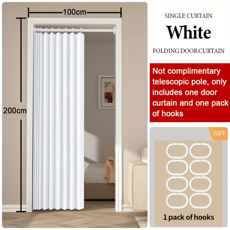 TEMU Minimalistischer Falt-Türvorhang – faltbare, windfeste Trennwand mit Haken & Aufbewahrungsriemen, moderne Polyester-Dekoration für Wohnzimmer,