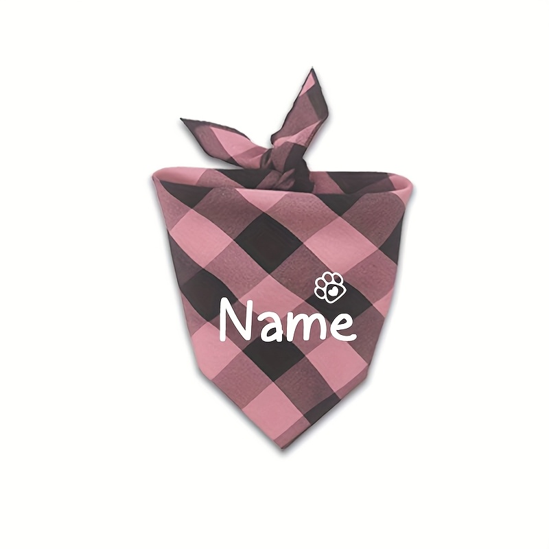TEMU [Personnalisé] Foulard Bandana à Carreaux pour Chien avec Nom Personnalisé, Bavoir Collier pour Chien, Cadeau Adorable pour Chien de Petite,