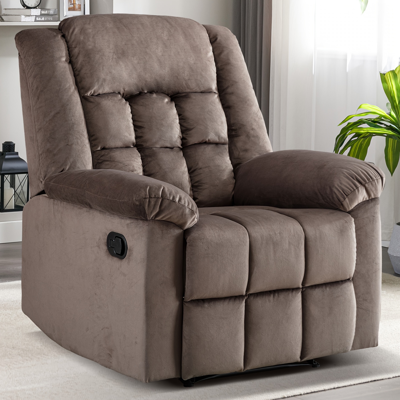 

Classic Recliner With Soft Fabric Cushions, Comfortable Armrests And Headrest, - Luxuriously Upholstered For Smooth Reclining, Suitable For Living Room, Bedroom, Office