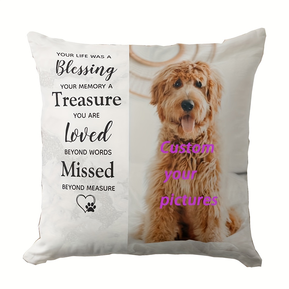 

(custom)dog Memorial Sympathy Pet Loss Pet Photo Throw Pillow
