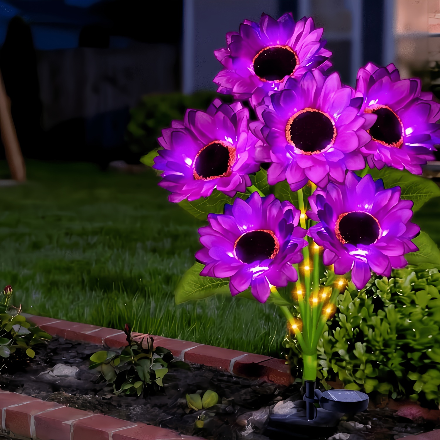 TEMU Solar Garden Lights Outdoor, Purple Sunflower Lights, Summer Garden Decor Solar Flowers For Yard Backyard Patio Flowerbed Yard, Gift For Mom