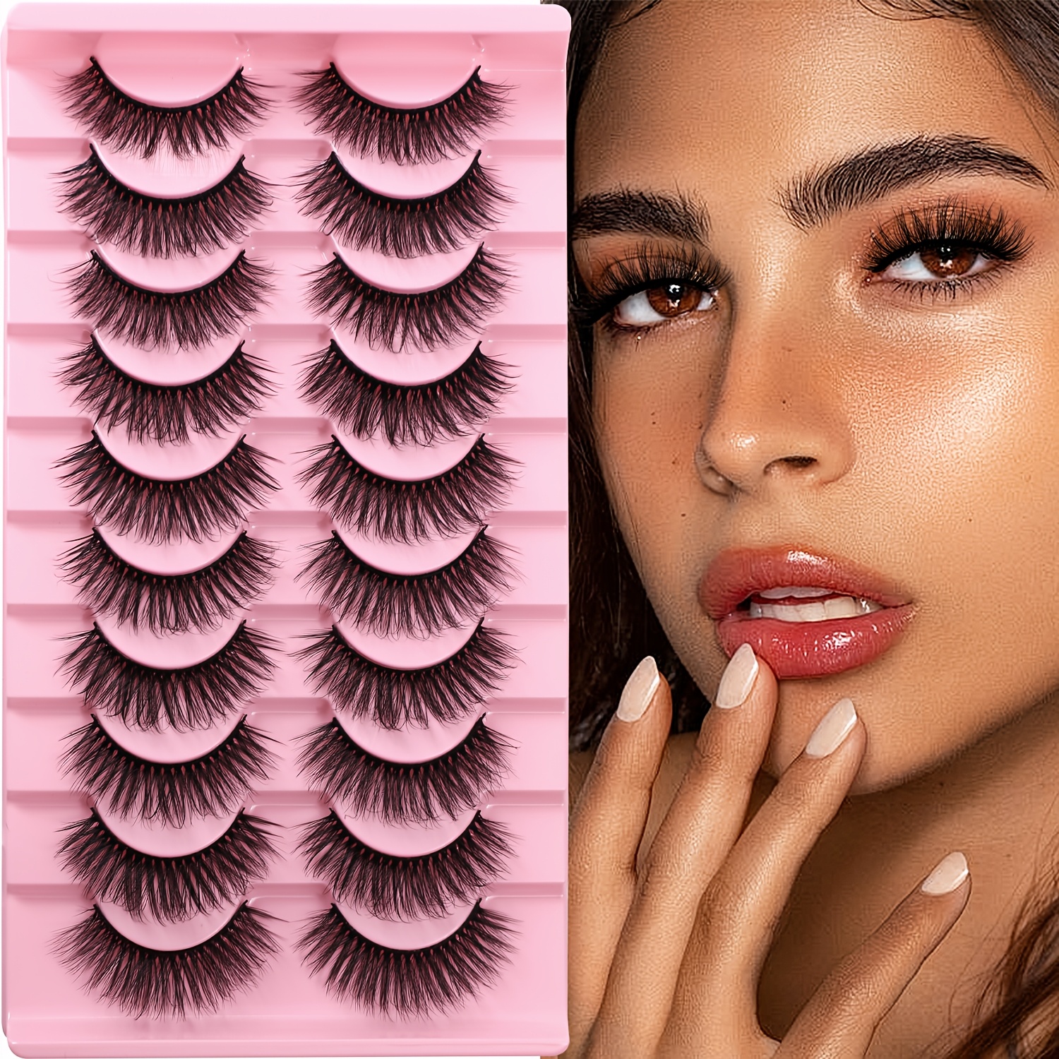 10 Pairs Of Fluffy False Eyelashes, Full Strip False Eyelashes, Thick False Eyelashes, D-curved False Eyelashes, Suitable For , Dance, Valentine's Day