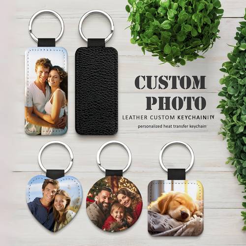 1 custom made color heat transfer keychain heat transfer polyurethane leather keychain personalized photo printed logo pendant mothers day gift fathers day gift gift for him party souvenir square love rectangle keychain