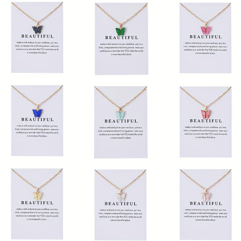 9pcs Exquisite Colorful Butterfly Pendant Set