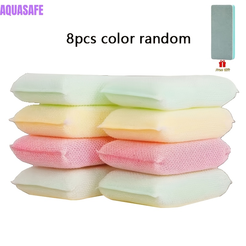 TEMU 9pcs Set: 8 Dish Sponges + 1 Scouring Sponge, Dish Sponges, Thickened Dish Scrub Pads, Kitchen Scouring Cloths, Colors Random