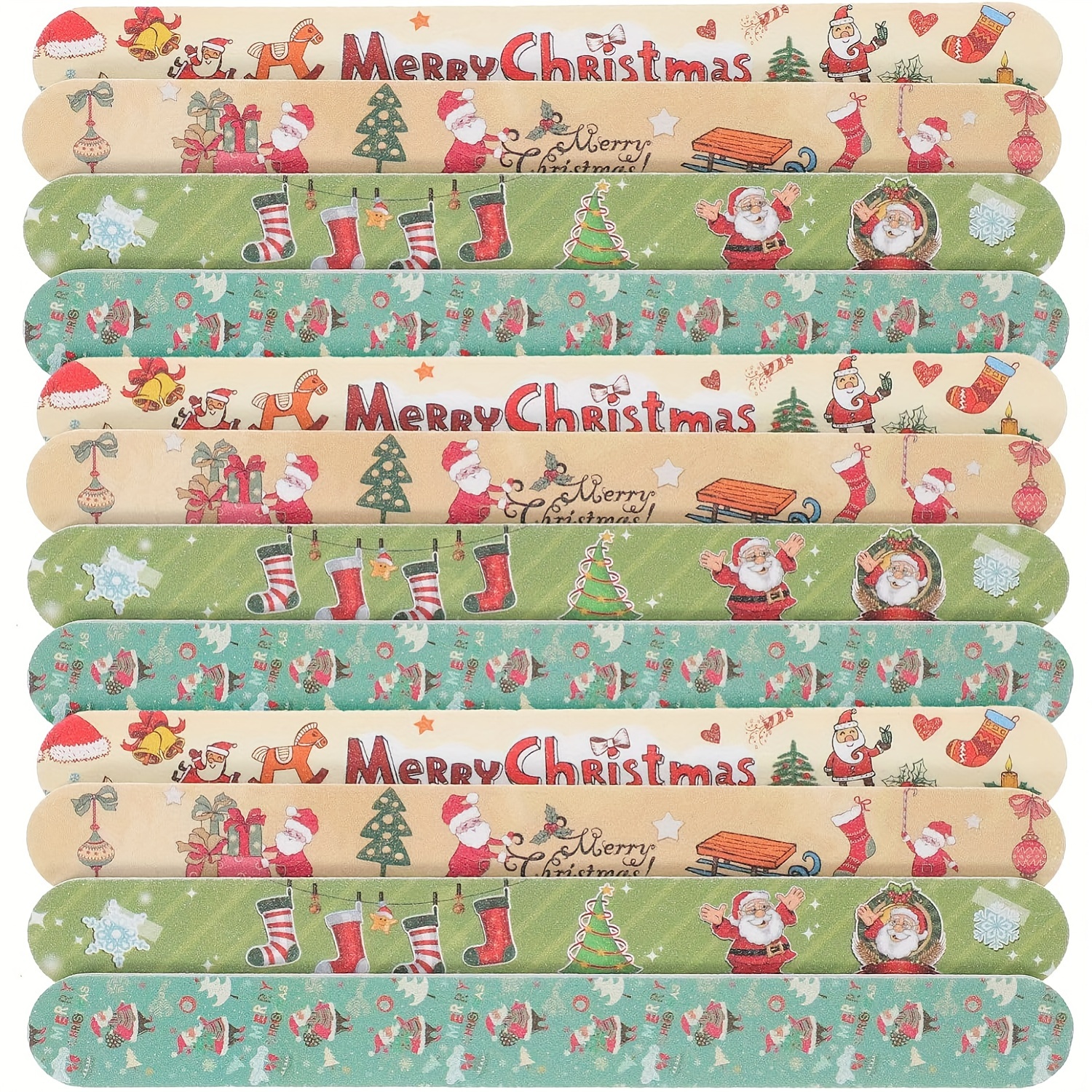 Image of Christmas Themed Nail Files 12pcs With Random Patterns ，for Toenail& Foot Clean
