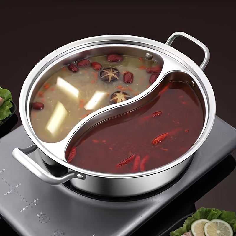casserole en acier inoxydable de style chinois 2 compartiments hot pot avec  diviseur