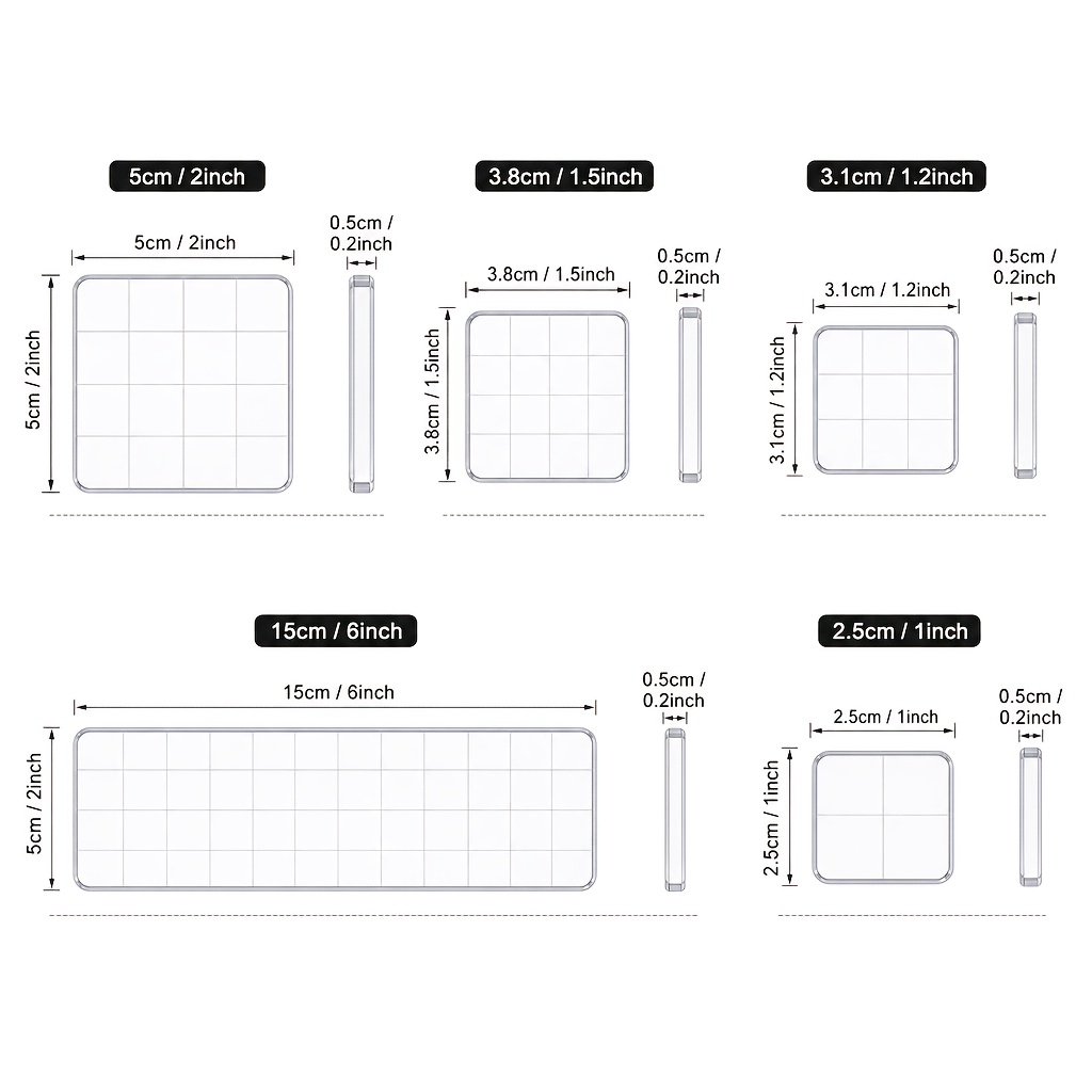 TEMU 5pcs Gdgdsy Transparent Acrylic Stamp Blocks Set Suitable For Scrapbooking & Card Making, Transparent Stamping Tools With & Various Sizes