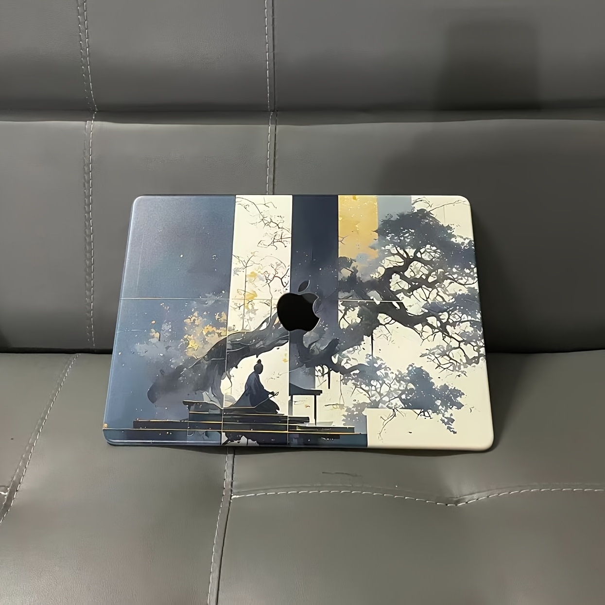 TEMU Creative Printed Pattern Color-printed Laptop Protective Case With A Semi-rigid Shell, Optional Hollow Logo , Includes Top And Bottom Shells,