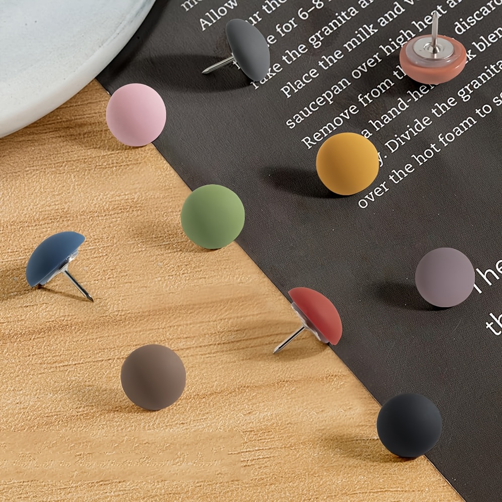 TEMU 12pcs Cute Colorful Matte Decorative Push Pins | Multicolor Semicircular Map Pushpins, Bulletin Board Tacks, Cork Board Thumbtacks For Classroom