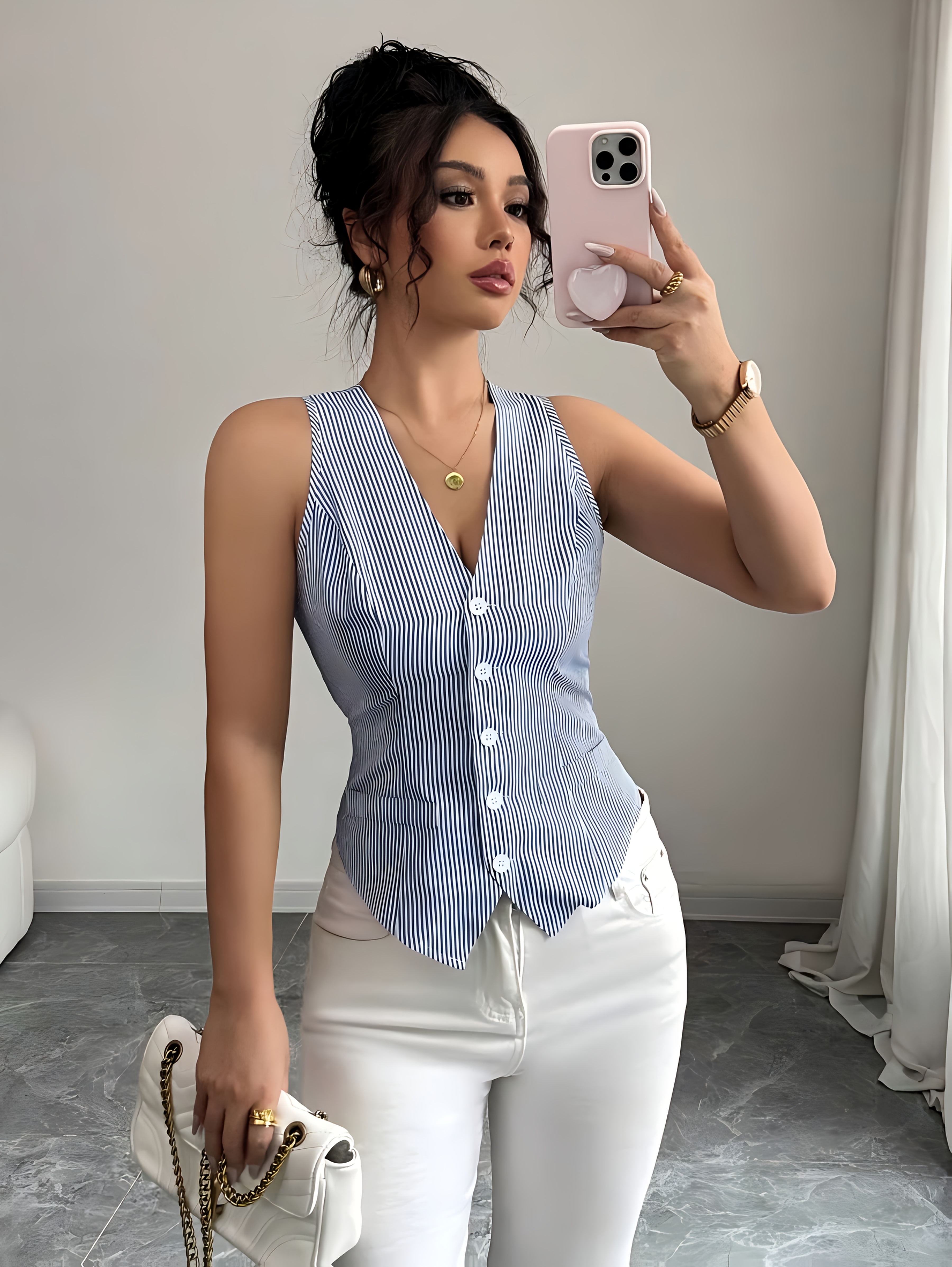 Gilet da donna gilet manica corta senza maniche cardigan con bottoni 4 strati modello DK maglia PDF 32-44, doppia maglia, download immediato PDF - Italia