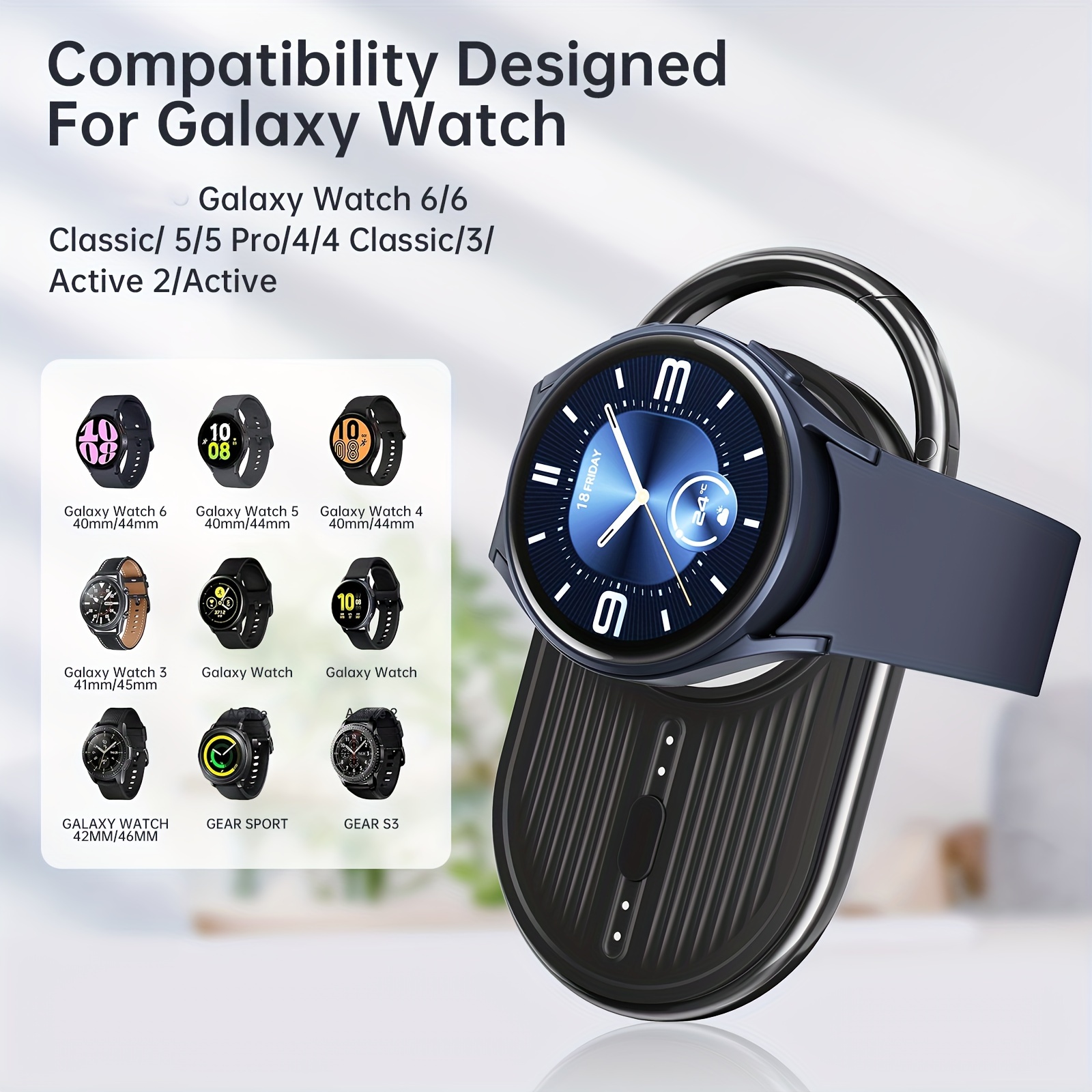 

Watch Charger For Samsung, Portable Charger For Galaxy Watch 6/6 Classic/5/5 Pro/4/4 Classic/3/active 2, Samsung Gear S3/sport Watch, 1200mah Fast Charging/travel/emergency Watch Charger