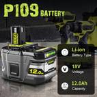 1 2 4pack 12 0ah 18v p109 replacement battery for ryobi 18v battery high capacity 18v lithium p104 p105 p106 p108 p107 p109 for ryobi cordless power tools