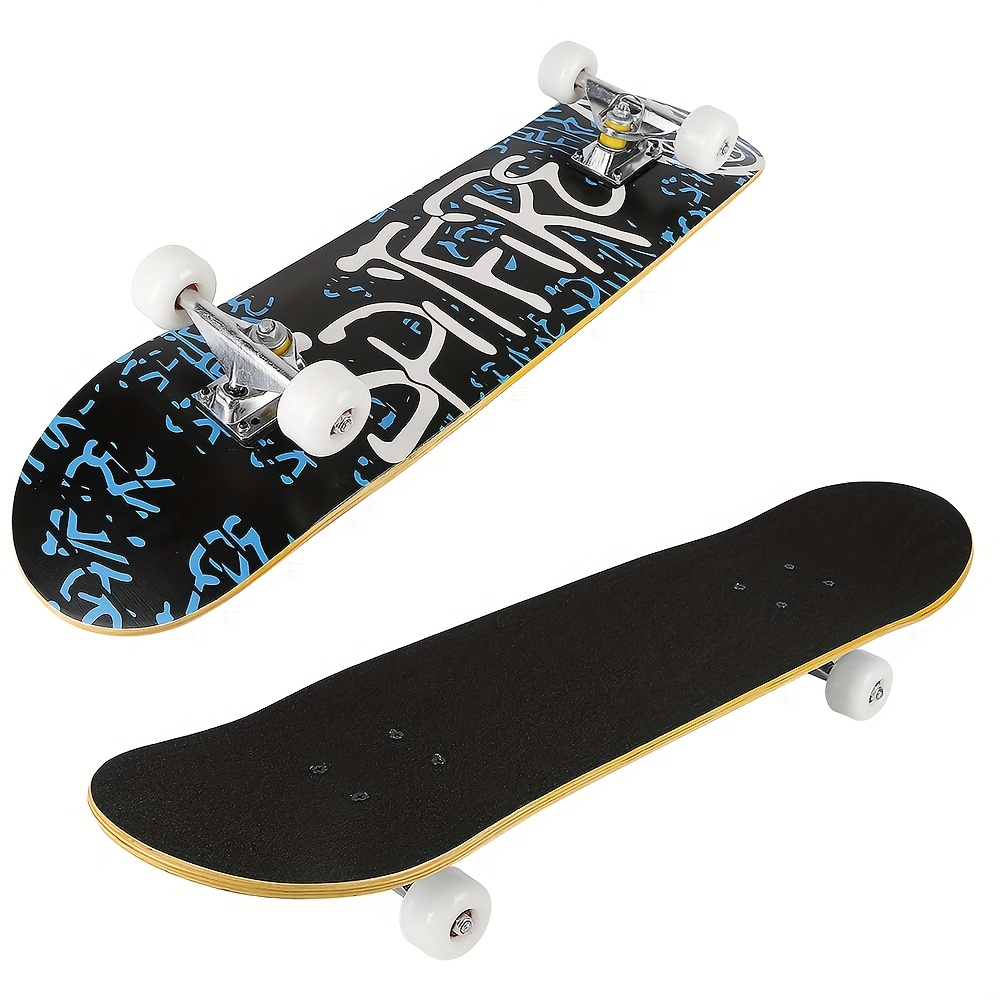 TEMU 79cm Complete Skateboard For Beginners, Professional Skateboard With - Hard Maple, For Adults, Beginners (black)