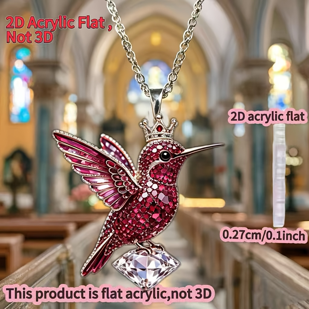 Women's Hummingbird Acrylic Necklace, Fashion Pendant