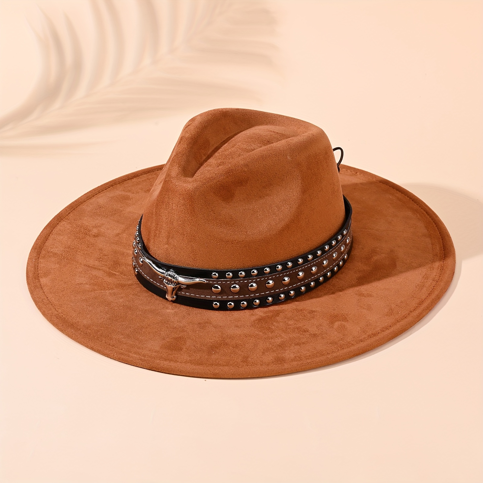 1pc multicolor western cowgirl felt fedora hat cowhide belt  display picture 3