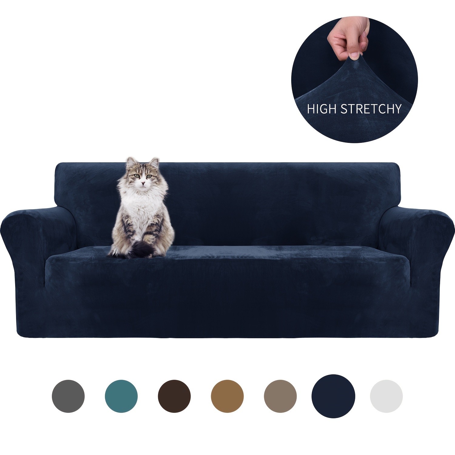 TEMU Upgraded Thickened Velvet Stretch Sofa Cover, Thickened 360° All-inclusive Sofa Cover, Living Room With Armrest Combination Sofa Cover, Elastic