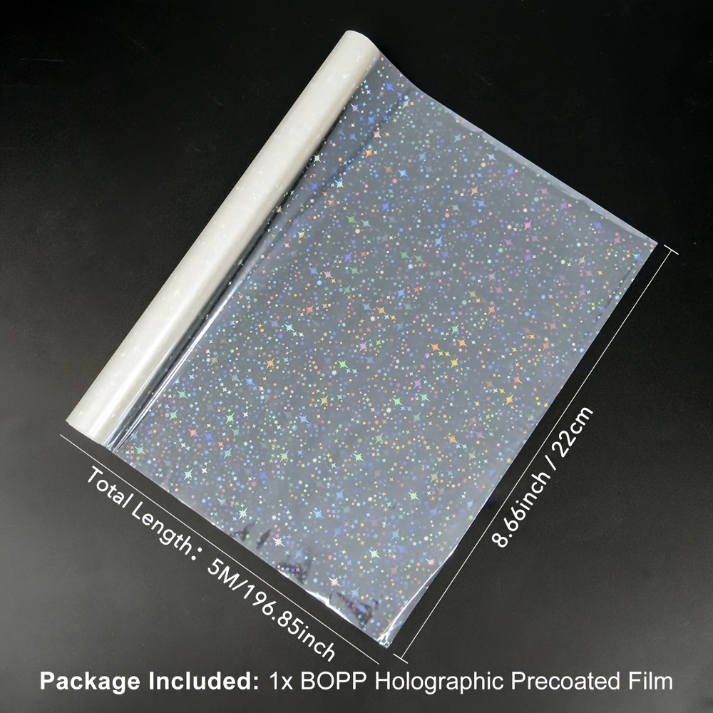 TEMU 22x500cm Holographic Precoated Film ; Clear Scratch-proof Thermal Laminating Film Roll Compatible With For Diy Paper Crafts