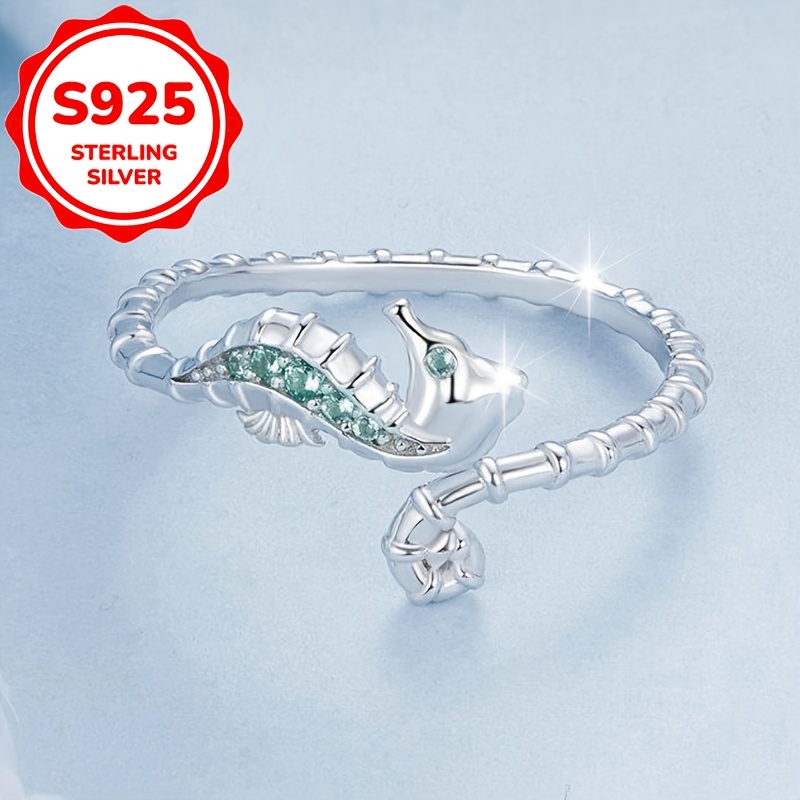 Women's Ocean-Themed Seahorse Open Ring, Gift for Her