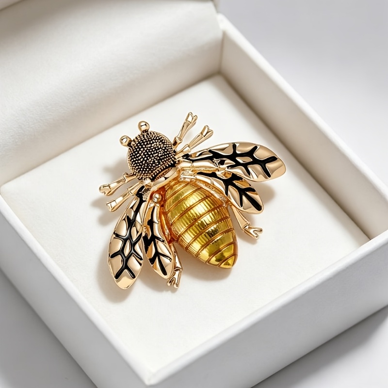 TEMU Broche grande de abeja con esmalte de goteo, ramillete de de para ropa de mujer, regalo de Navidad