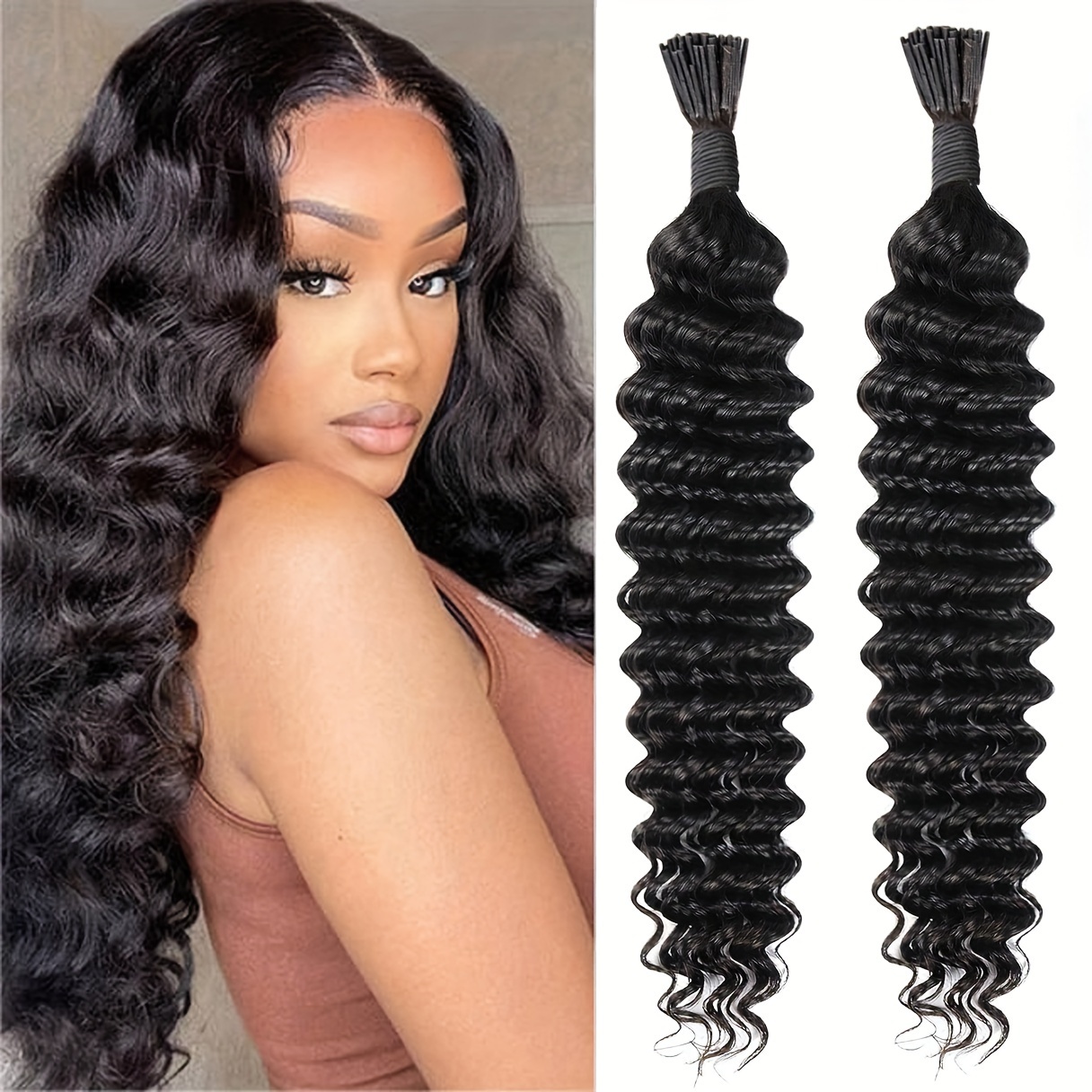 

Deep Wave I Tip Extensions Human Hair Natural Black Pre Bonded Human Hair Microlink Hair Extensions 1 Strand Of 50g 2 Strand Of 100g I Tip Hair Black Color 18-26 Inch