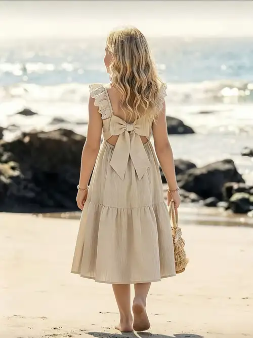cute beach dresses for teens KSODFNXH Big Girls Cute Summer Dresses Sleeveless Sundresses 4-14 Years Teens Kids Trendy Polka Dot Printed Pullover Crewneck A-Line Midi Dress,