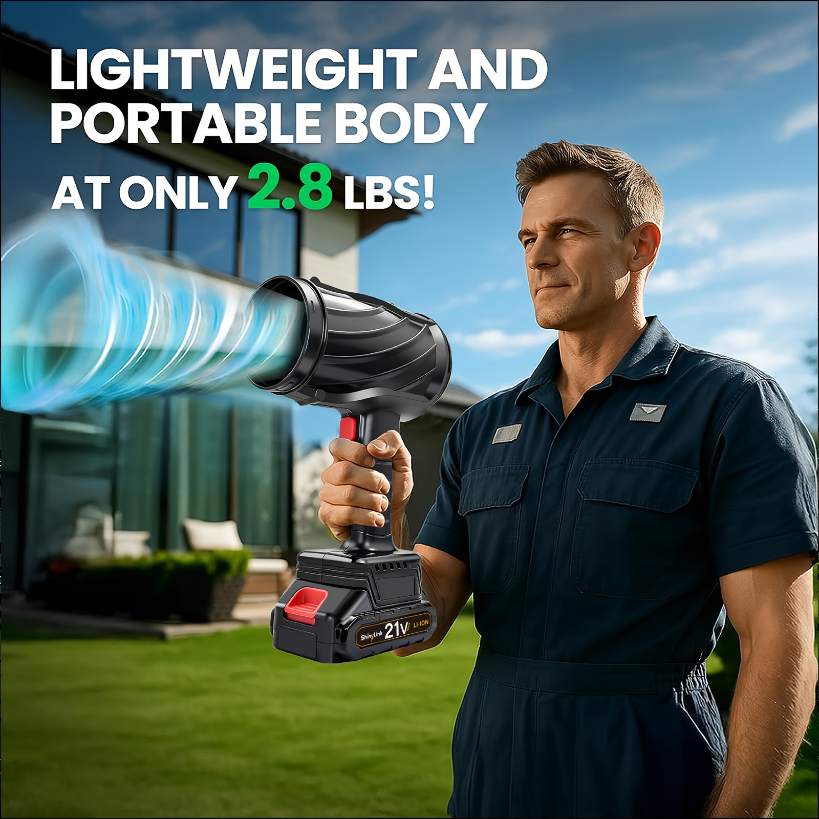 High Power Cordless Leaf Blower with 1pc/2pcs 2.0ah Batteries, Lightweight Design for Lawn Care, Yard, Snow, Pet Hair, Powerful 20000 RPM Cordless Leaf Blower
