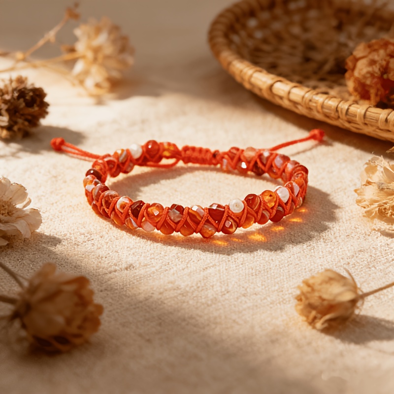 Women's Handmade Unique Striped Pattern Agate Wire Wrapped Bracelet