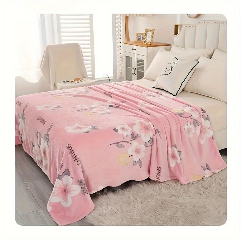 

1 Comfortable Pink Floral Velvet Blanket - Soft, Skin-friendly And , Suitable For Office, Camping, Travel, Home Decoration, Etc. - Ideal Gift