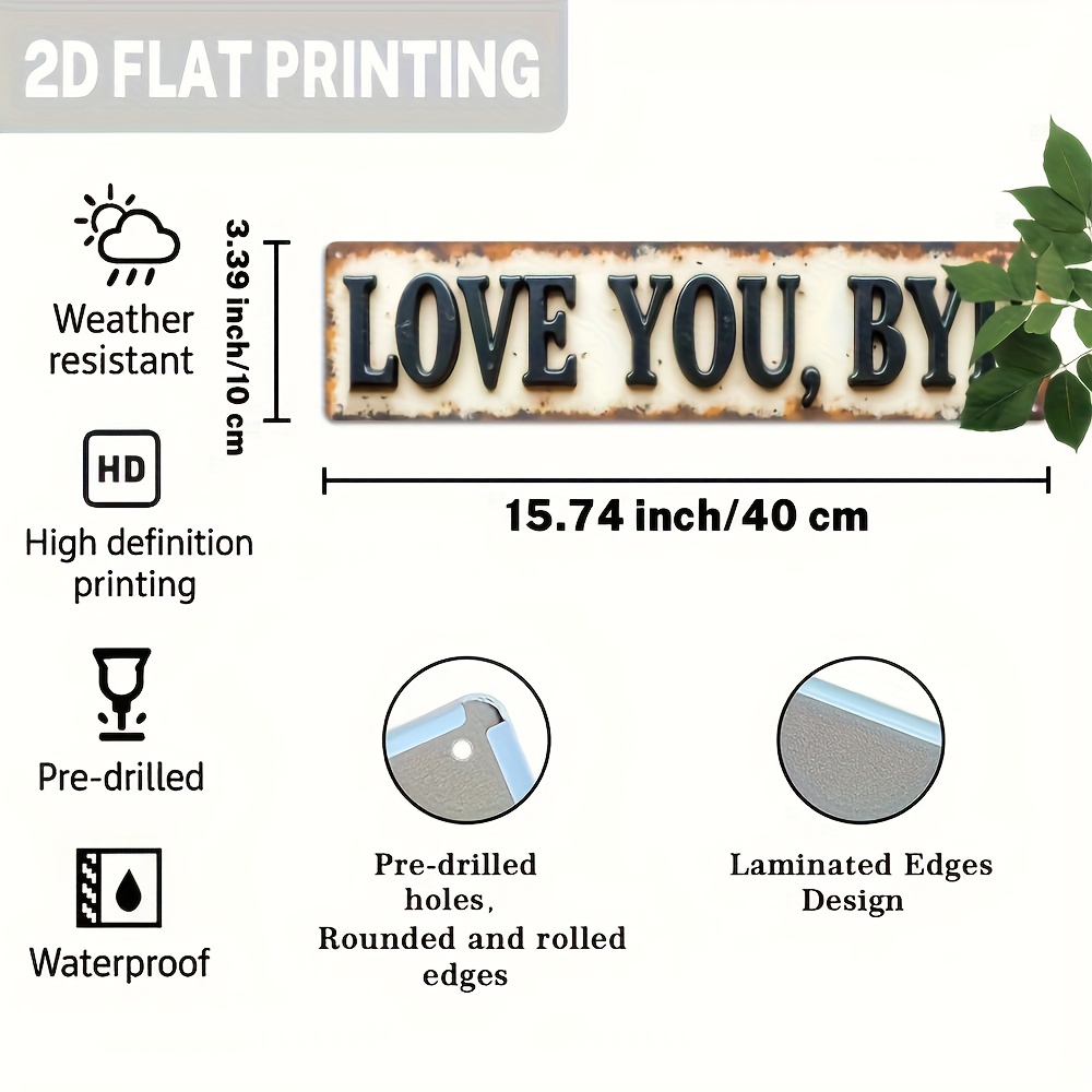TEMU 2d Flat - Aluminum 2d Flat, Single Piece With A Country Theme Saying "love You Goodbye" For Farewell Decoration. This Decor Measures 3. 15.74