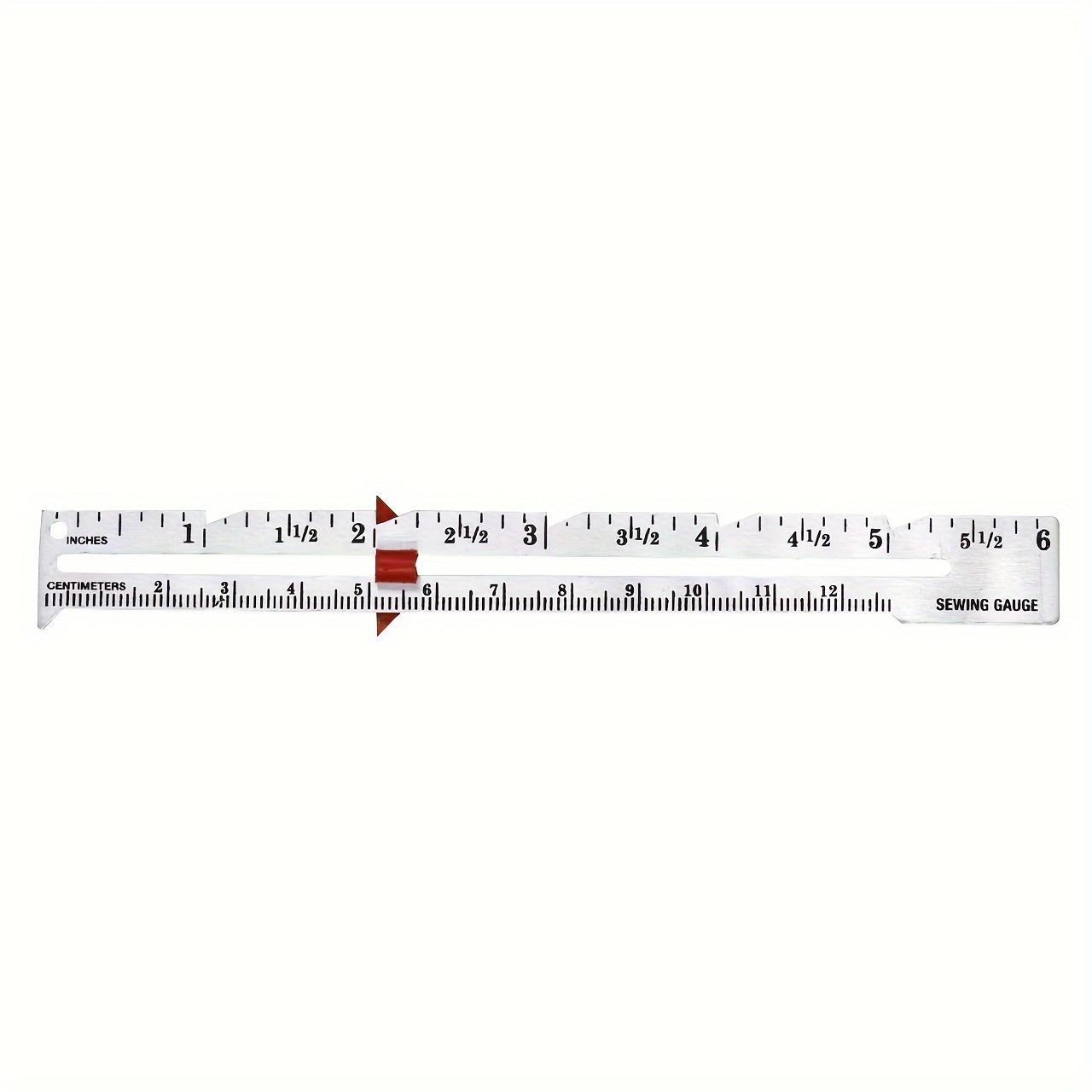 A Golden Sewing Gauge For Precise Measurements Of Fabrics, Hems, And Sewing Projects