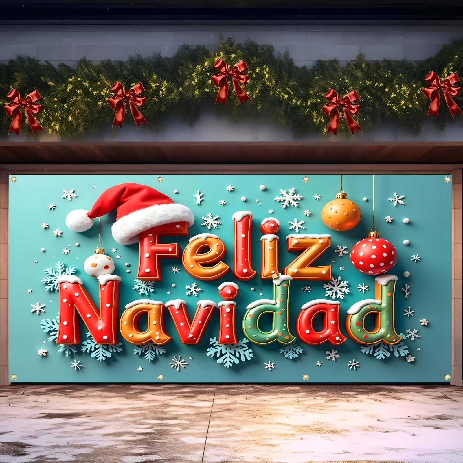 

Christmas Garland " Navidad" Lettering, Polyester Decoration, Backdrop And Hat Ornaments