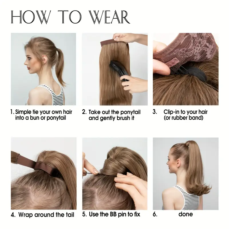 straight hair ponytail extension with combs brand suitable for white women stylish and durable details 6