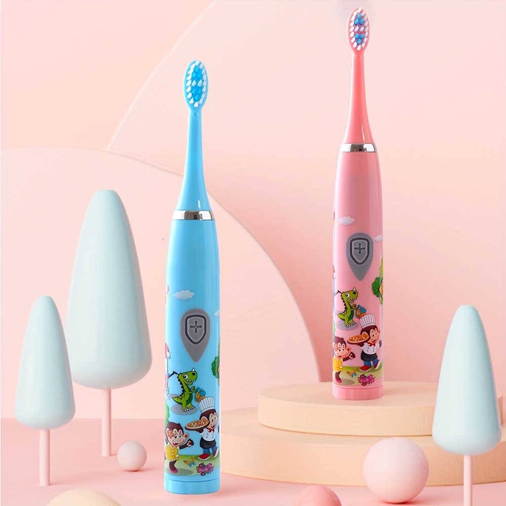 Battery-Powered Electric Toothbrush with 3 Replacement Heads & 1 Timer Sand Timer, Model N02, 3 Replacement Heads