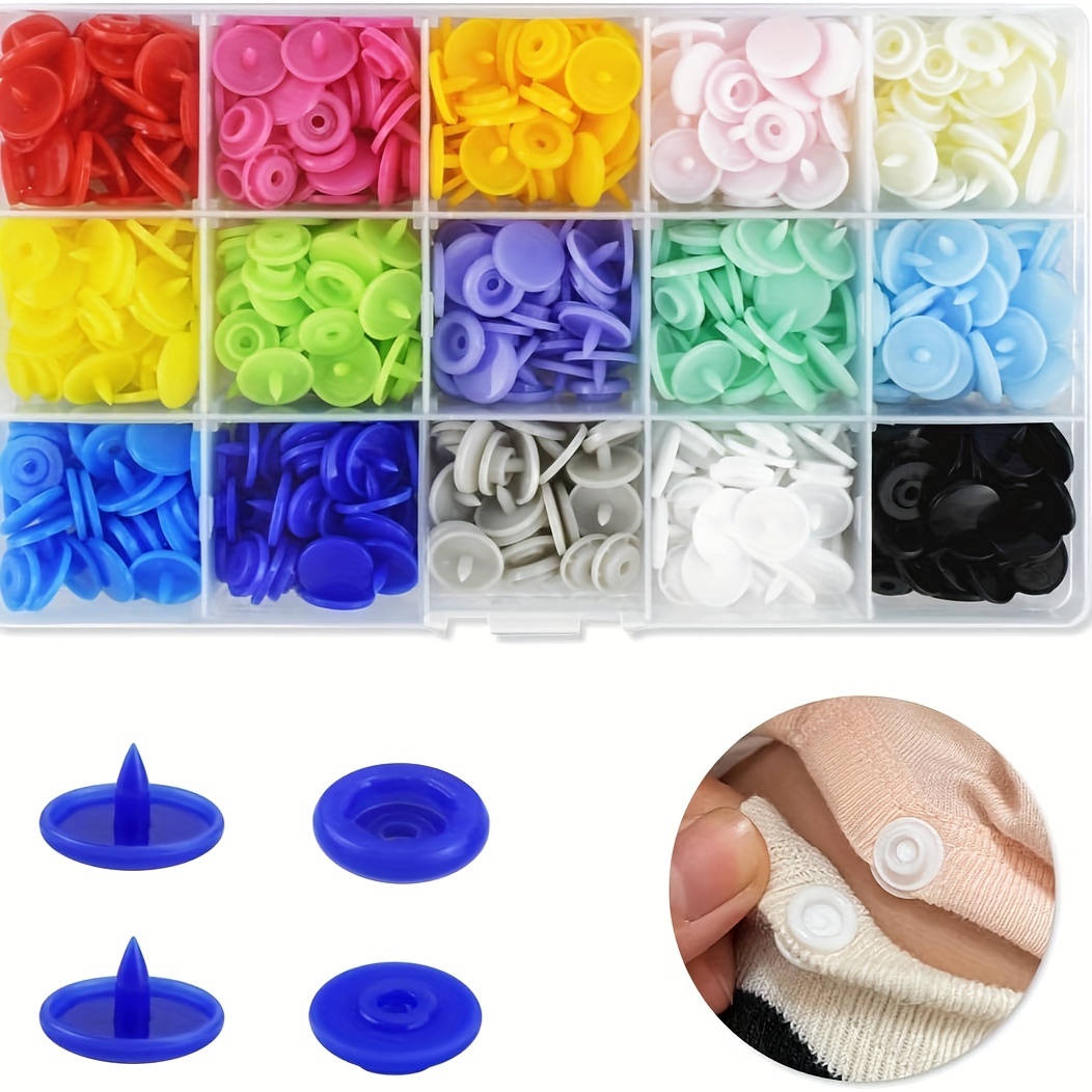 

Ensemble de 150/360 boutons-pression, T5 (12 mm) en résine plastique, 15 et 24 couleurs de boutons sans soudure, avec boîte de rangement, pour vêtements, cuir, imperméables, bavoirs, couture à la main