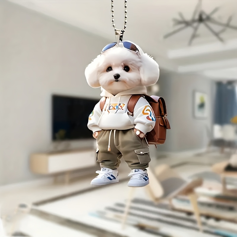 

1pc Style Acrylic 2d Dog Pendant Charm - For Car Mirror, Keychain, Backpack & Home Decor | Ideal Gift For | Animal Theme, Fit, No Electricity Needed