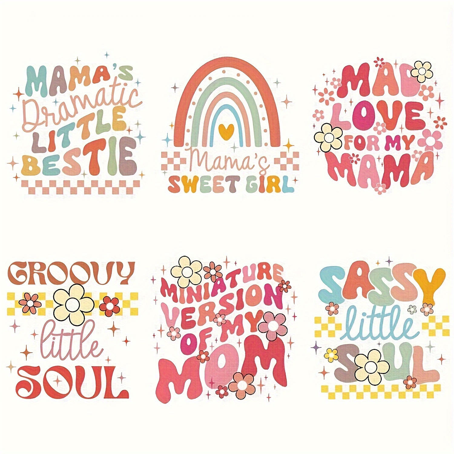 TEMU 6pcs Iron-on Transfer Set - Heat Press Decals For T-shirts, Jackets & Jeans