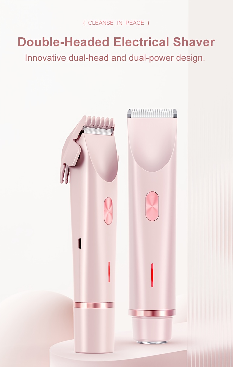 2in 1 electric shaver dual head hair removal women bikini trimmer designed for full body hair removal usb charging convenient to carry   electric hair trimmer and razors for bikini armpit leg and body hair removal ipx7 Product details 0
