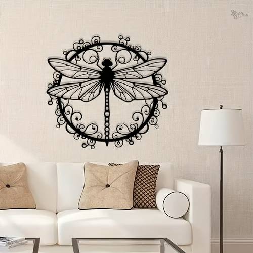 1pc elegant black dragonfly metal wall art intricate iron animal print design for indoor outdoor decor wedding housewarming gift living room office garden durable wall mounted home decoration dragonfly decor outdoor art piece decorative art piece iron artwork